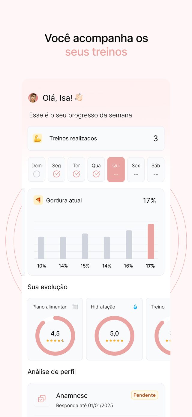 Tela do app Isa Pecini Team