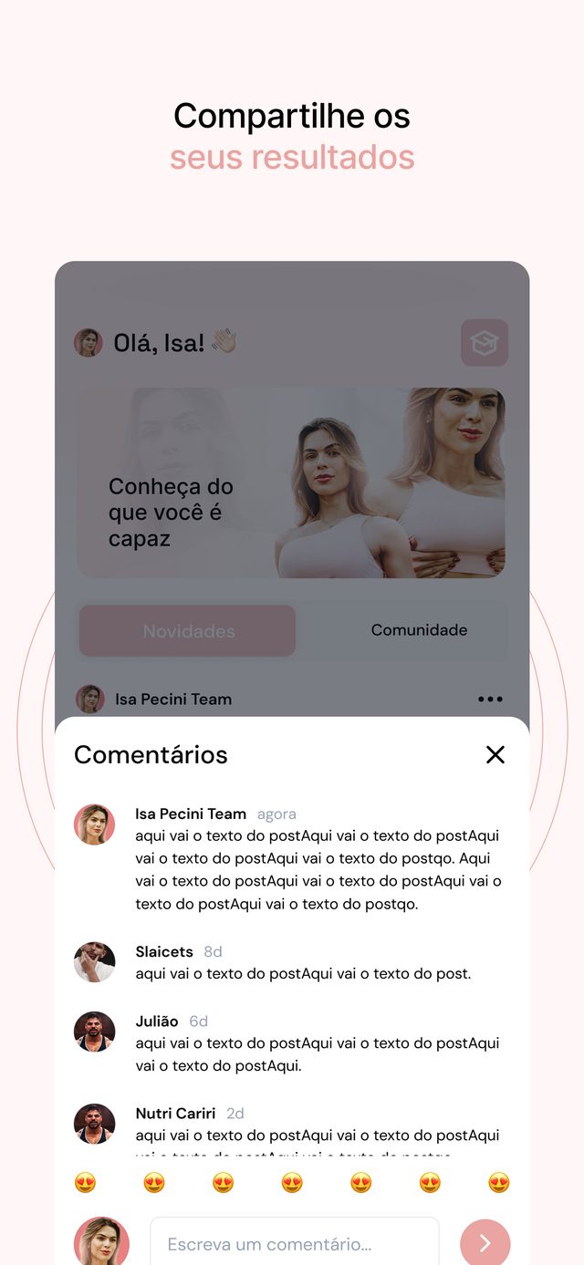 Tela do app Isa Pecini Team
