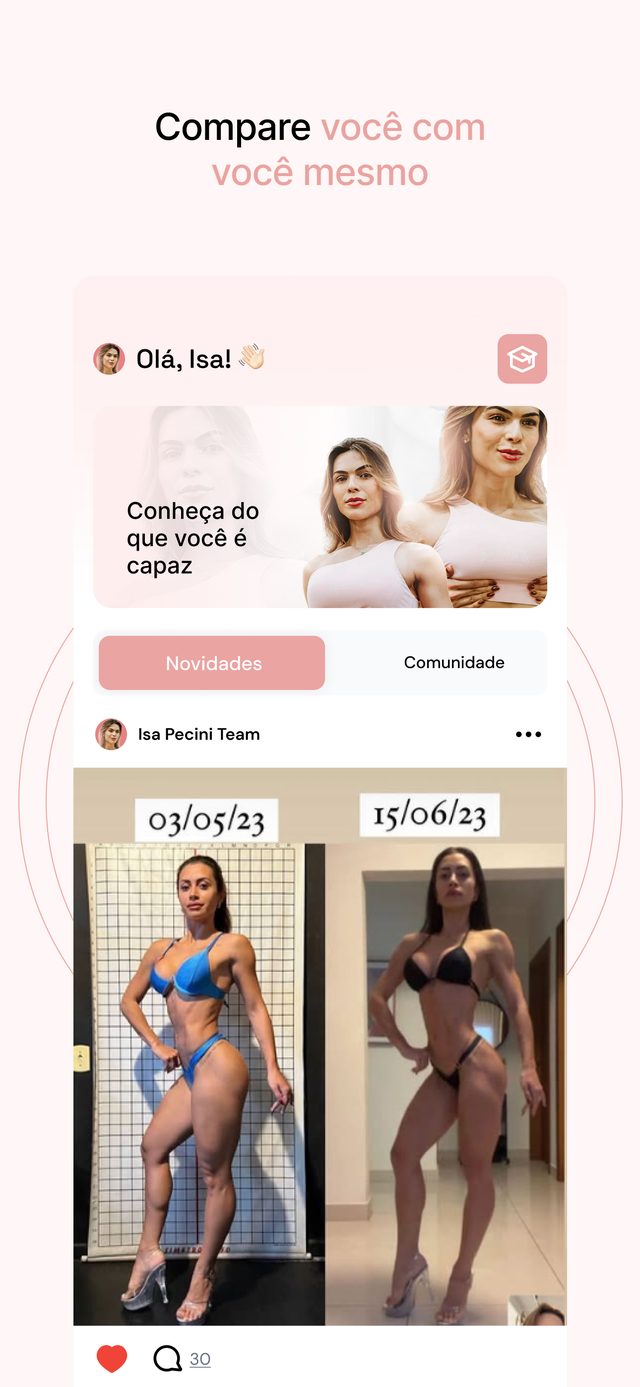 Tela do app Isa Pecini Team